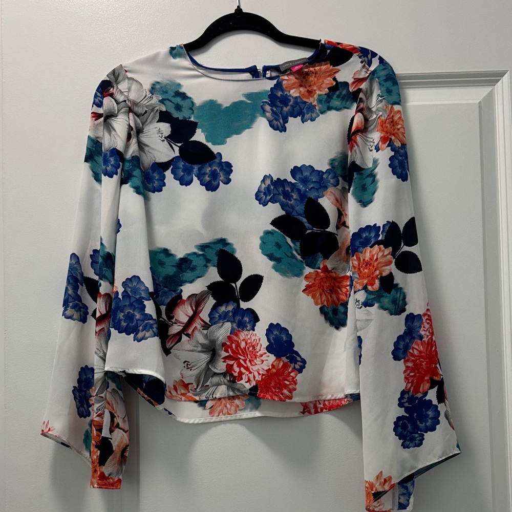 Vince Camuto Floral Blouse in Blue and Coral